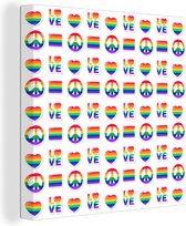 Canvas Schilderij Regenboog - Pride - Vlag - 90x90 cm - Wanddecoratie