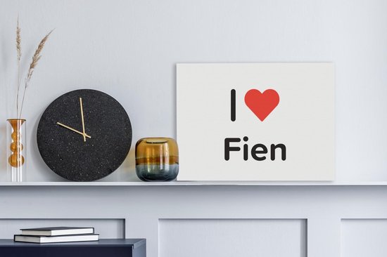 Canvas Schilderij I love - Fien - Meisje - 40x30 cm - Wanddecoratie