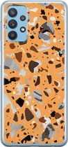 Samsung Galaxy A32 Telefoonhoesje - Transparant Siliconenhoesje - Flexibel - Met Marmerprint - Terrazzo - Oranje