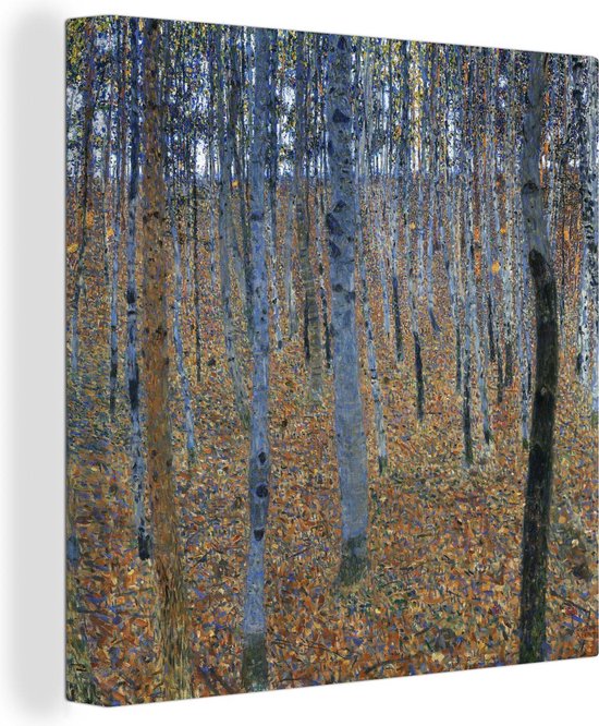 Canvas Schilderij Las brzozowy - Gustav Klimt - 20x20 cm - Wanddecoratie