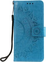 Shop4 - Samsung Galaxy A52s 5G Hoesje - Wallet Case met Pasjeshouder Mandala Patroon Blauw
