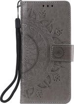 Shop4 - Samsung Galaxy A52s 5G Hoesje - Wallet Case met Pasjeshouder Mandala Patroon Grijs