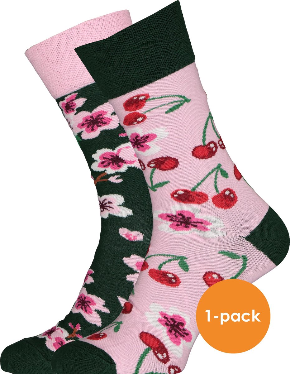 Toffe Sokken - Gekke Sokken - Leuke Sokken - Cherry Blossom - Maat: 43 t/m 46