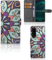 Mobiel Bookcase Sony Xperia 5III Smartphone Hoesje Purple Flower