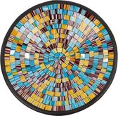 Schaal mozaiek bruin XL - 36x36x10 cm - India - Sarana - Fairtrade