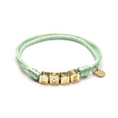 Buddha Ibiza Armband Love Cubes Pastel Green | Goud