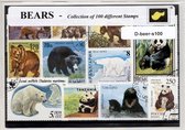 Beren – Luxe postzegel pakket (A6 formaat) : collectie van 100 verschillende postzegels van beren – kan als ansichtkaart in een A6  envelop - authentiek cadeau - kado -kaart - dier