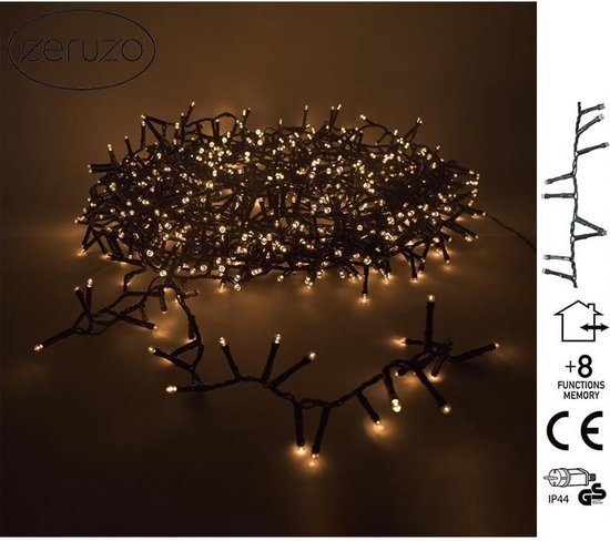 Kerstverlichting - Micro Cluster - 1000 LED - 20 meter - 8 Lichtfuncties + Geheugen - extra warm wit