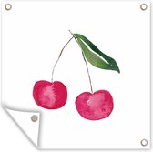 Tuindoek Kersen - Rood fruit - Wit - 100x100 cm