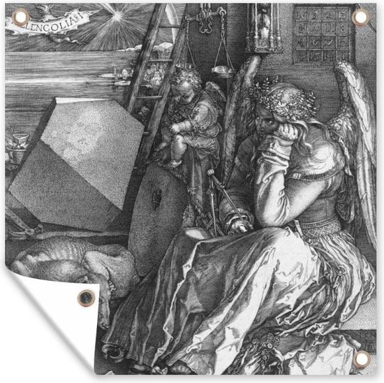 Tuinposters Melancholia I - Albrecht Dürer - 50x50 cm - Tuindoek - Buitenposter