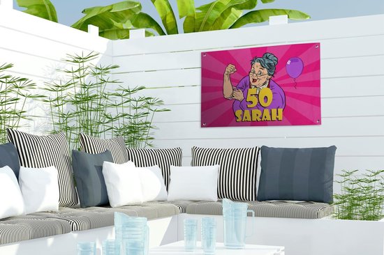 Décoration de jardin Anniversaire - Cadeau d'anniversaire - Femme - Décoration 50 ans - 60x40 cm - Affiche jardin