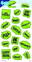 stickers Text 20 x 10 cm papier groen 16 stuks