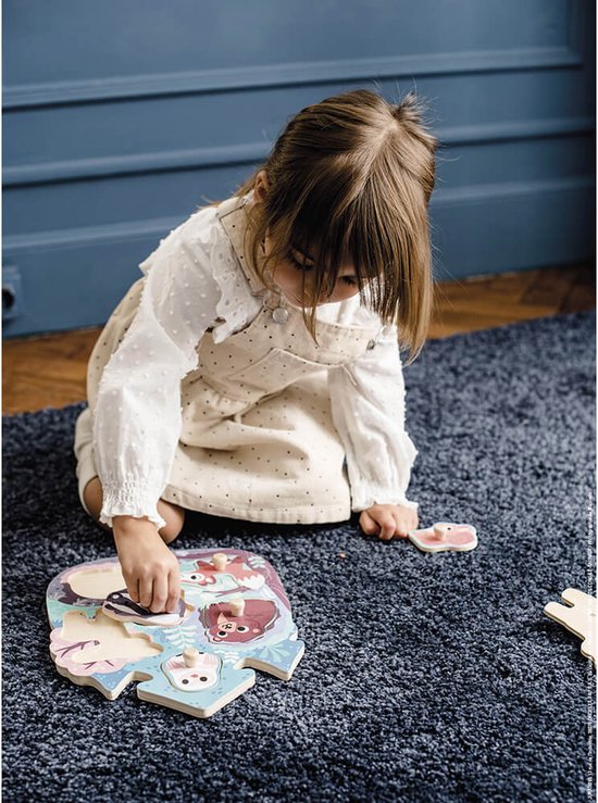 Janod Knoppuzzel - Bosdieren - Houten Puzzel Met 6 Stukjes - De Houten Pinnen Op Elk Stuk Maken Het Makkelijk Om Deze Vast Te Pakken - Geschikt Vanaf 18 Maanden van Janod — afbeelding 5