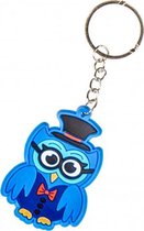 sleutelhanger uil junior 3,5 cm rubber blauw