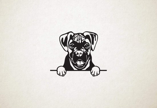 Boxer - hond met pootjes - XS - 17x21cm - Zwart - wanddecoratie