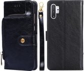 Voor Samsung Galaxy Note10+ Ritstas PU + TPU Horizontale Flip Lederen Case met Houder & Kaartsleuf & Portemonnee & Lanyard (Zwart)