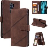 Voor Geschikt voor Xiaomi Redmi Note 8 Pro Skin Feel Business Horizontale Flip PU Lederen Case met Houder & Multi-Card Slots & Portemonnee & Lanyard & Fotolijst (Bruin)