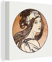 Toile Peinture Femme - Art nouveau - Pastel - 50x50 cm - Décoration murale