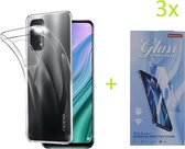 Oppo Reno 4 5G Hoesje Transparant TPU Silicone Soft Case + 3X Tempered Glass Screenprotector