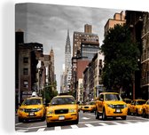 Canvas Schilderij New York - Taxi - Storm - 120x90 cm - Wanddecoratie