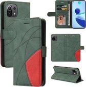 Voor Xiaomi Mi 11 Lite Dual-color Splicing Horizontale Flip PU Lederen Case met Houder & Kaartsleuven & Portemonnee (Groen)