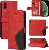 Dual-color splitsen horizontale flip PU lederen tas met houder & kaartsleuven & portemonnee voor iPhone XS Max (rood)