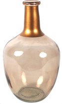 Countryfield Bloemenvaas Firm Big Bottle - beige transparant/koper - glas - D18 x H30 cm