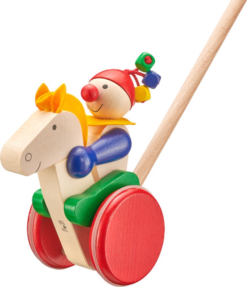 Selecta® Spielzeug Duwstok Trotto Junior 55 cm Hout Naturel, Schuifspeelgoed Ruiter, paard