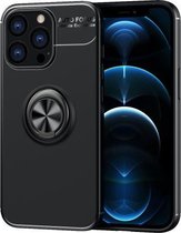 Metalen ringhouder 360 graden roterende TPU-hoes voor iPhone 13 Pro (zwart + zwart)