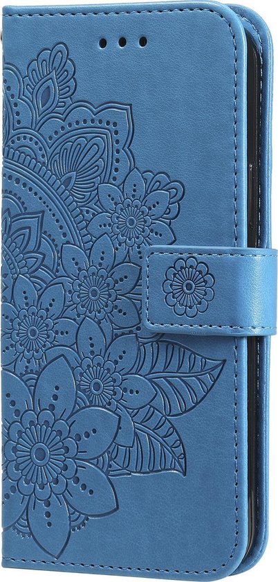 Samsung Galaxy S10 Book avec Motif - Porte-Cartes - Portefeuille - Imprimé Fleur - Samsung Galaxy S10 - Blauw