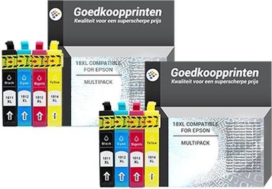 ACTIE: Epson T1816 inkt cartridge Multipack 8 st. (18XL) - Huismerk set