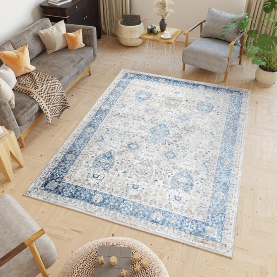 Tapiso Valley Rug Salon Chambre Cadre Blauw Design Vintage Moderne Fleurs Durable Home Decor Haute Qualité Tapis Taille - 200x300