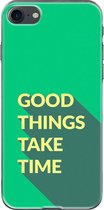 Apple iPhone 8 Telefoonhoesje - Transparant Siliconenhoesje - Flexibel - Met Quote - Good Things - Groen
