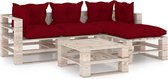 Medina 5-delige Loungeset met kussens pallet grenenhout