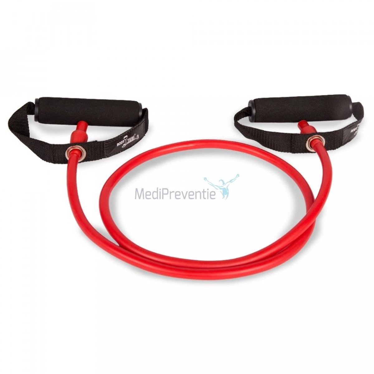 Dittmann Weerstandsband met Handvaten - Fitness elastiek - Rood - Zwaar