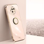 Voor Geschikt voor Xiaomi Redmi Note 9 5G XINLI Straight 6D Plating Gold Edge TPU Shockproof Case met ringhouder (roze)
