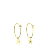Zilveren goldplated oorbellen letter/stardust - A