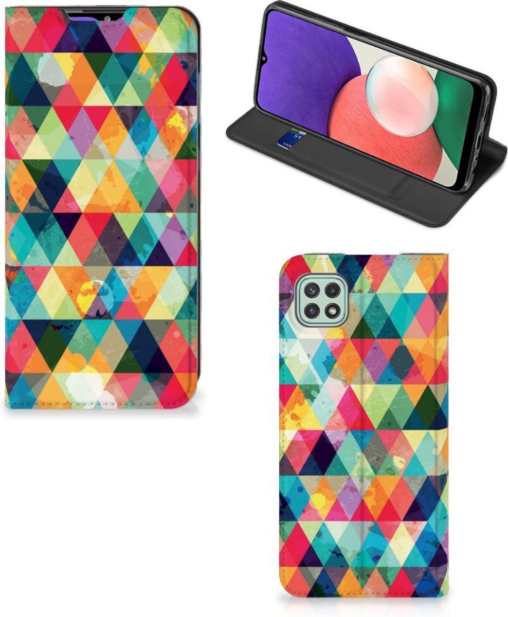 Samsung Galaxy A22 5G Hoesje met Magneet Geruit