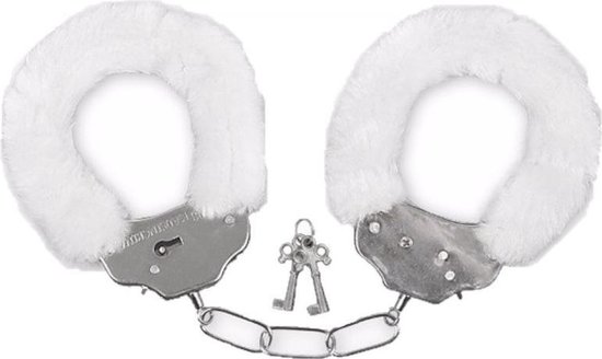 Pluche handboeien wit voor volwassenen