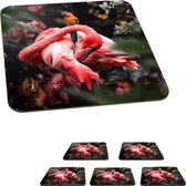 Onderzetters voor glazen - Flamingo - Vlinders - Jungle - 10x10 cm - Glasonderzetters - 6 stuks