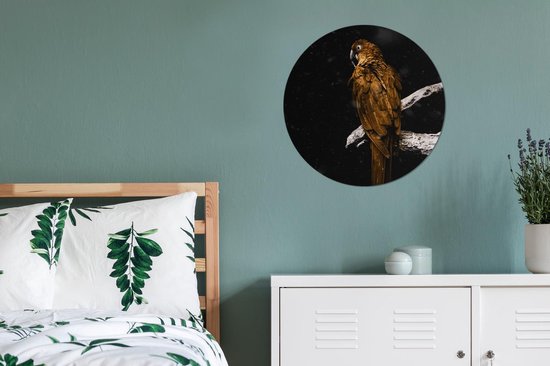 Cercle Mural - Cercle Mural Intérieur - Perroquet - Goud - Branche - ⌀ 60 cm - Décoration murale - Peintures Ronds