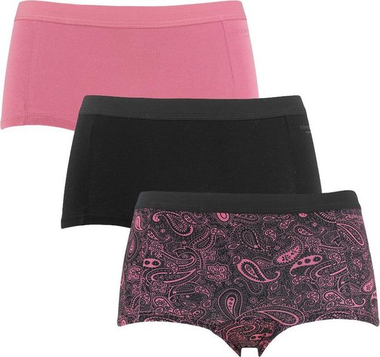 Björn Borg dames mini shorts 3P core zwart & roze - XXL | bol.com