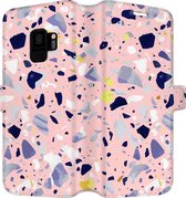 Samsung Galaxy S9 Telefoonhoesje - Portemonneehoesje  - Met pasjeshouder - Met Marmerprint - Terrazzo - Roze