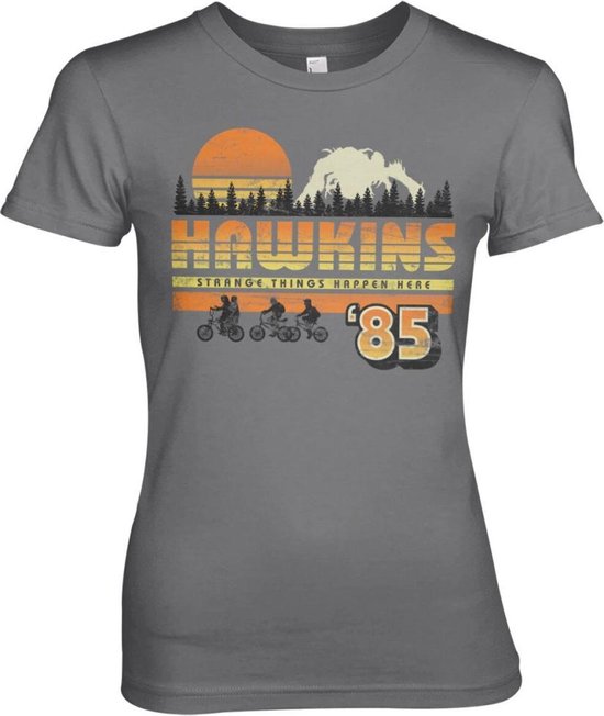 Tshirt Femme Stranger Things - S- Hawkins '85 Vintage Grijs