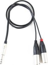 MUSIC STORE Y-kabel 6,3mm jack.-> 2 XLR 1m Amphenol stekker, kabel zwart - Invoerkabel