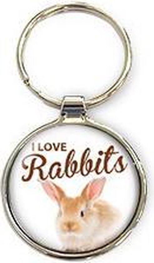 Miko - Sleutelhanger - I love rabbits - Rond