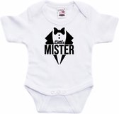 Little mister tekst baby rompertje wit jongens - Kraamcadeau - Babykleding 68 (4-6 maanden)