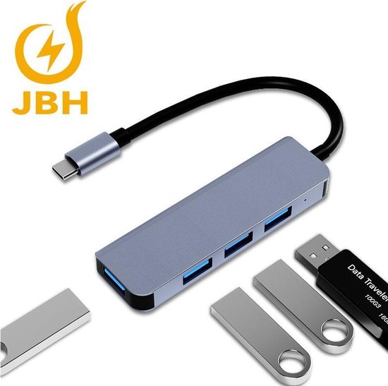 I Wannahave 4-in-1 USB-C Hub  USB-C, USB 3.0 & USB 2.0 – geschikt voor o.a. Dell, Apple Macbook, HP, Chromebook en Windows - space gray
