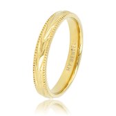 My Bendel - Ring Goudkleurig met Blad Motief - 3.5 Mm - Goudkleurige Ring met Bladmotief - 3,5 Mm - Verkleurt Niet - met Luxe Cadeauverpakking | Sieraden Voor Dames | Maat 18.00 Mm / Maat 57