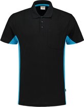 Tricorp Poloshirt Bicolor Borstzak 202002 Zwart / Turquoise - Maat 5XL